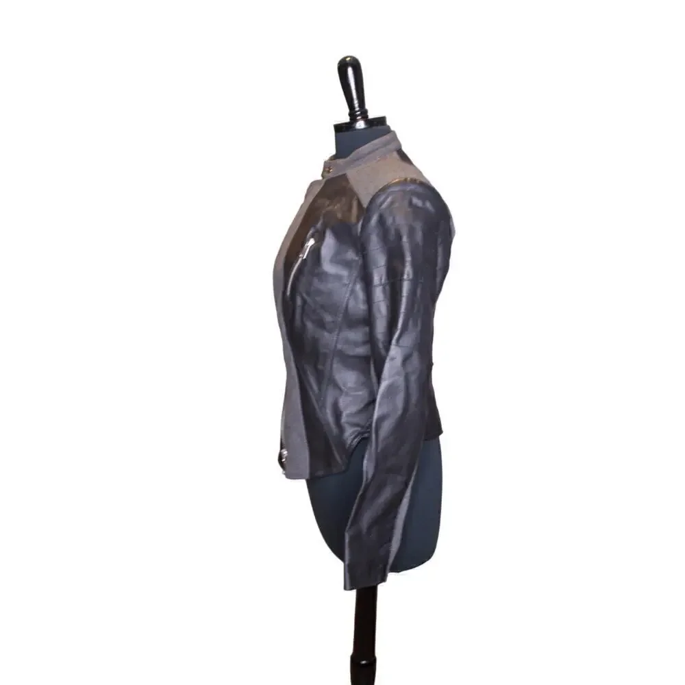 G.I.L.I. Leather Moto Jacket Black Gray Size 2